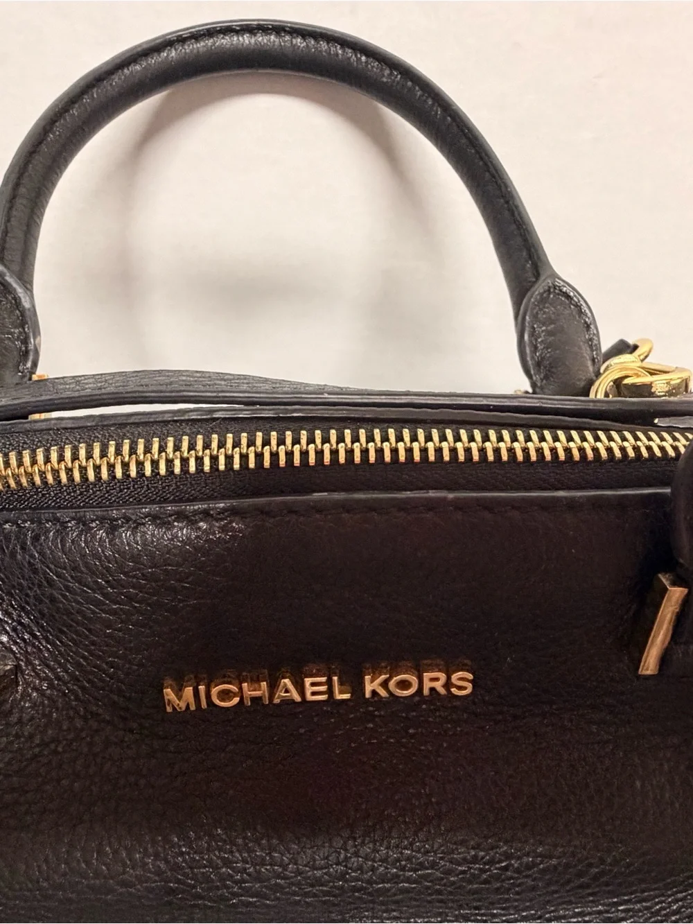 Michael Kors Black Pebbled Leather Hobo with Gold Hardware